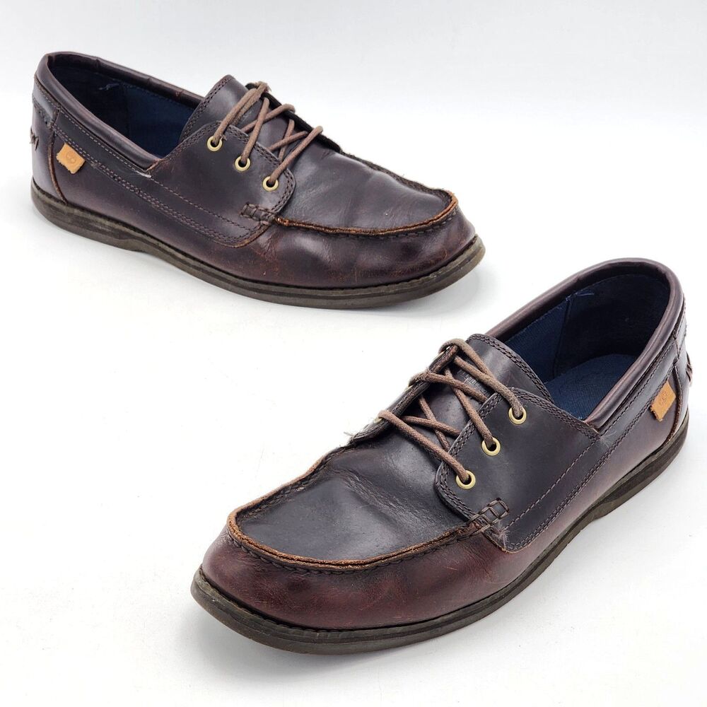 Timberland Vintage Leather Lace Up Loafer Boat Shoes Brown Men's Size 10